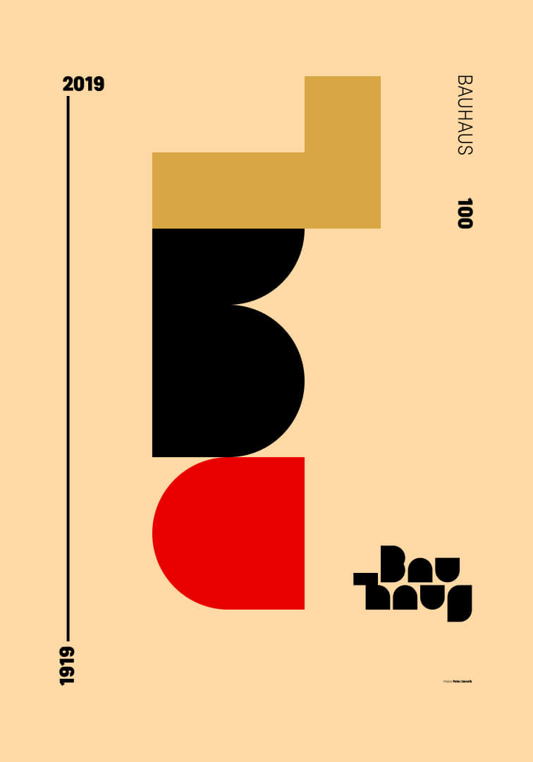 abstrakcyjna kompozycja kształtów: czerwonego, czarnego i żółtego na kremowym tle